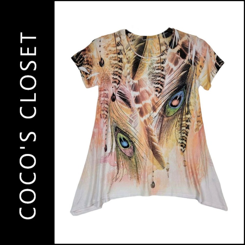 Coco's Closet Women Tunic Blouse Short Sleeve Size Small S